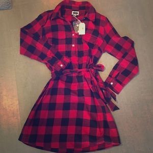 Buffalo Plaid Flannel Shirt Dress